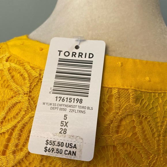 Torrid Babydoll Swiss flutter sleeve lace top - Picture 7 of 11